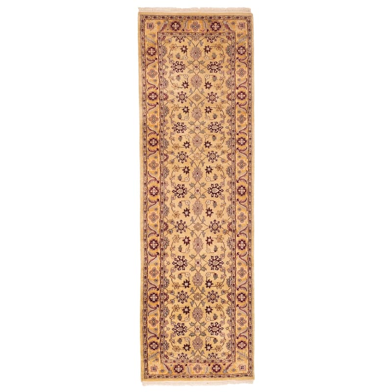 ECARPETGALLERY Hand-knotted Finest Agra Jaipur Light Yellow Wool Rug - 2'6 x 8'2