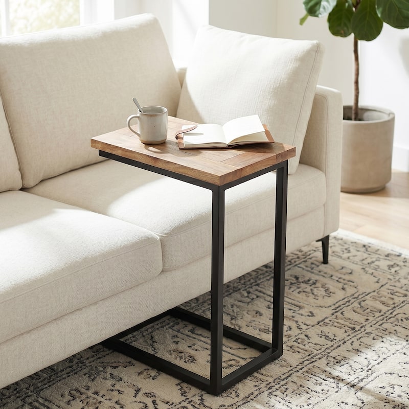 WYNDENHALL Rhonda 18 inch Wide Solid Metal Industrial C Side Table - 18 W x 10 D x 24 H - Natural