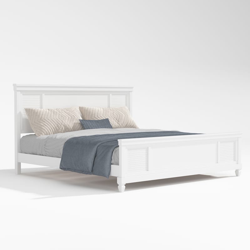 Christopher Knight Home - Elsa Elegant White Solid Wood Platform Bed with Farmhouse Style