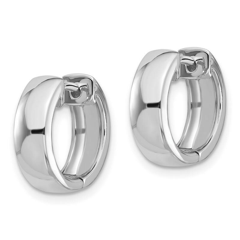 Curata 14k White Gold Polished Hinged Hoop Earrings - 12x5.5mm Wide
