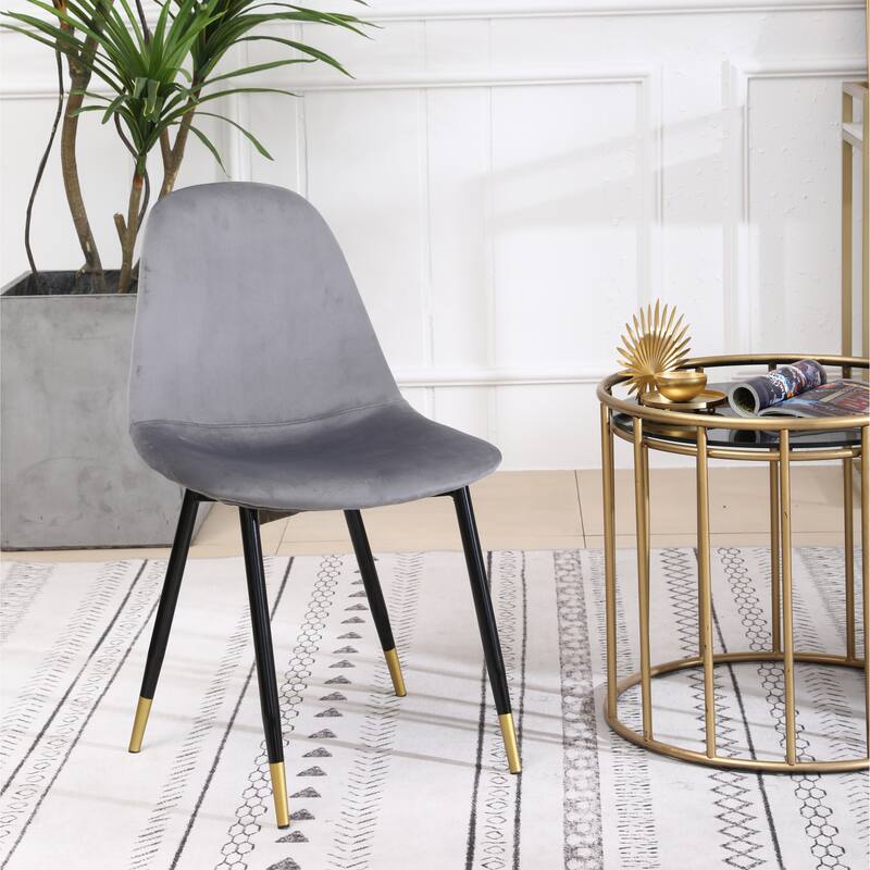 5-Piece Round Dining Chairs & Table Set Breakfast Nook with 4 Velvet Dining Accent Chairs and Side Table