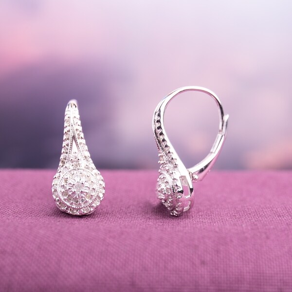 Miadora Sterling Silver 1/4ct TDW Diamond Dangle Earrings. Opens flyout.