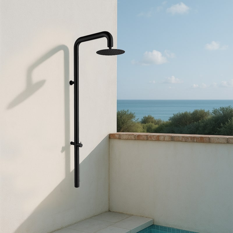 Modland Wall Mount Outdoor Shower Head with 316 Stainless Steel, 10-Grade Anti-Rust, Matte Black/Brushed Nickel
