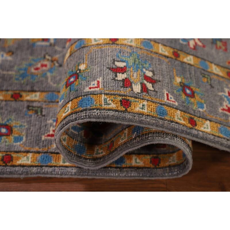 All-Over Gray Kazak Oriental Accent Rug Hand-Knotted Wool Carpet - 3'4"x 5'0"