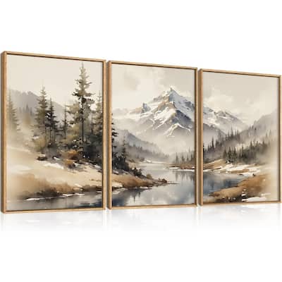 Foggy Pine Tree Wall Decor, Winter Landscape Wall Painting
