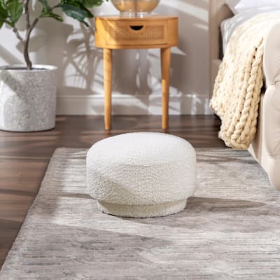 Fuji 15" Faux Sherpa Mushroom Footstool Ottoman