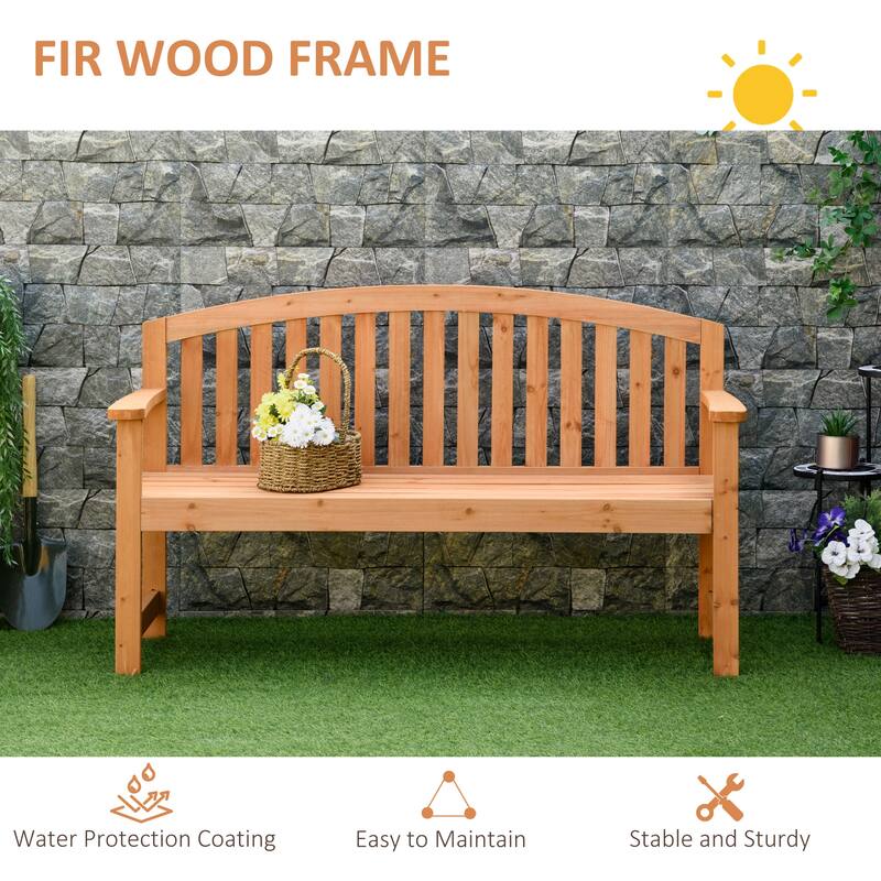 Outsunny 4.6' Wooden Garden Bench, 3 Seater Outdoor Patio Seat with Slatted Design for Deck, Porch or Garden, Natural
