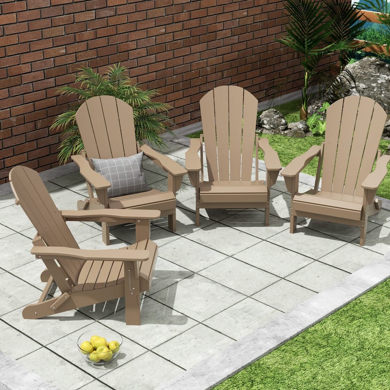 POLYTRENDS Laguna All Weather Poly Outdoor Adirondack Chair - Foldable (Set of 4) - Weathered Wood