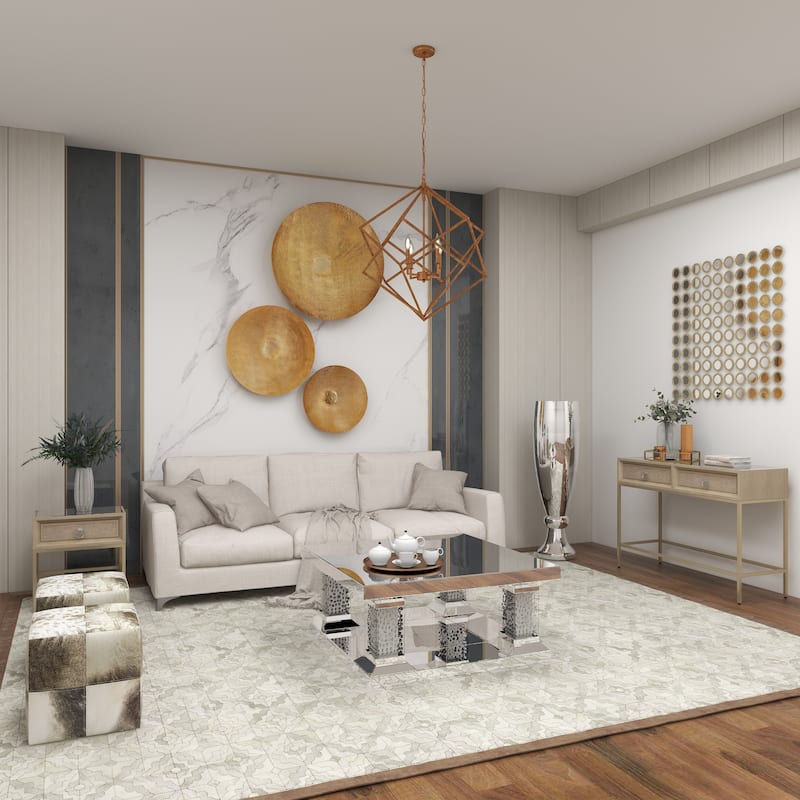 Silver Polystone Glam Vase with Mosaic Mirror Inlay