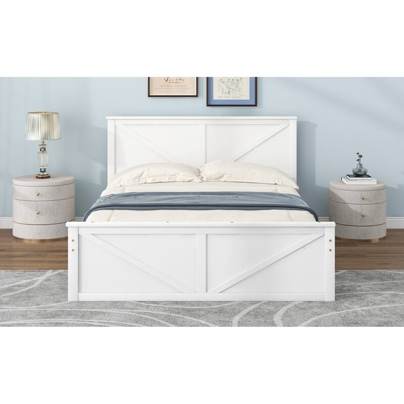 Wooden Platform Bed with 4 Storage Drawers & Support Legs