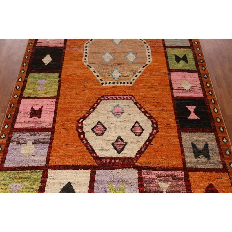 Tribal Geometric Moroccan Area Rug Handmade Oriental Wool Carpet - 6'8" x 9'7"