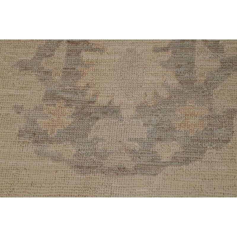 Hand Knotted Oriental 100% Wool Carpet Transitional All-Over Beige & Ivories Oushak Area Rug - 13' 6'' X 9' 10''