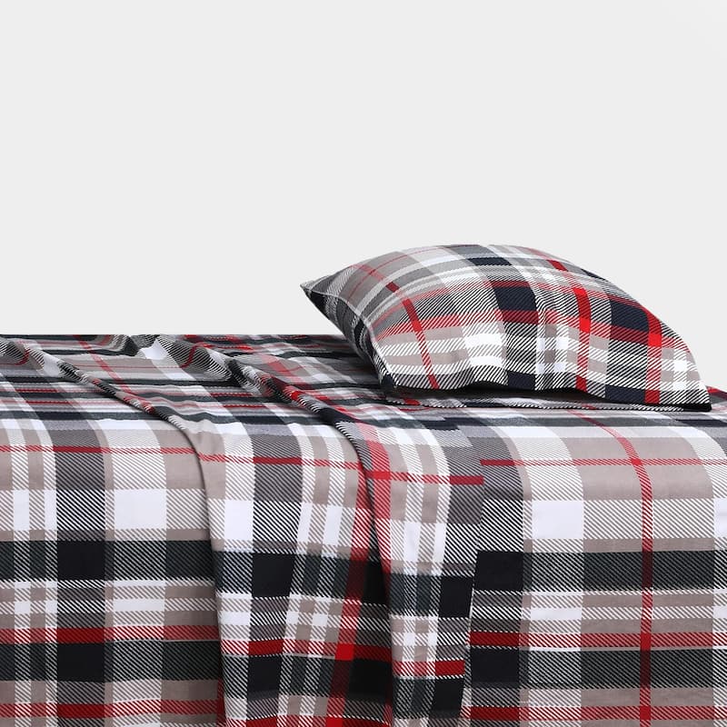 Feather & Stitch Cotton Flannel Sheets Set 4 Piece Bed Sheets Heavy Weight Bedding