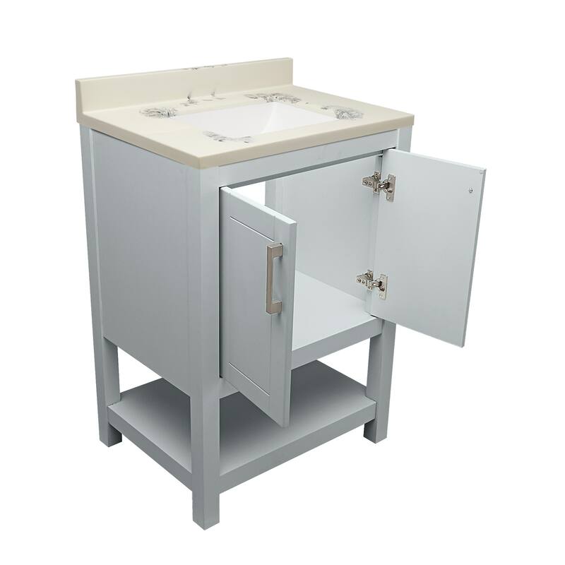 Taos 25" Bathroom Vanity with Cultured Marble Vanity Top Sink in White with White Basin