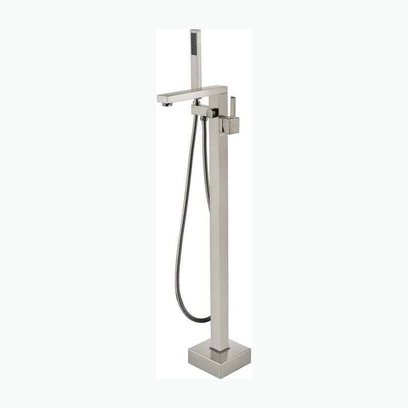 Gold/Black/Sliver Freestanding Bathtub Faucet, Floor Mount Bathtub Filler with Handheld Shower - Brushed Nickel