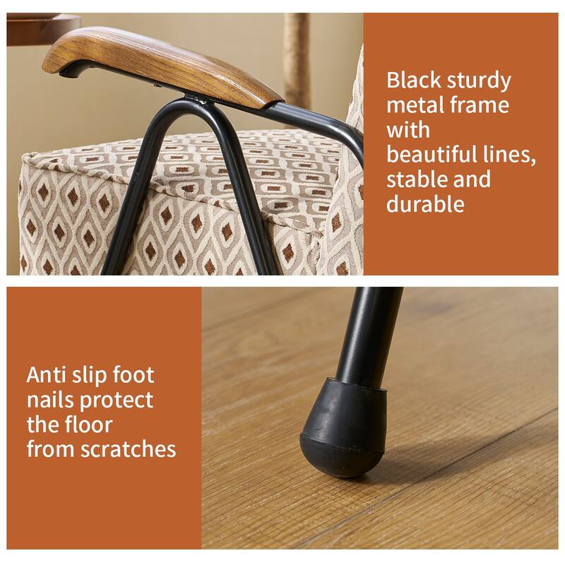 Modern Accent Chair High Back Armchair, Living Room Chairs with Metal Legs