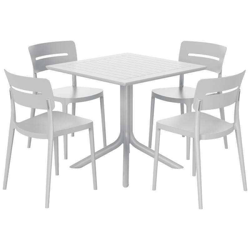 Frond and Form 4-Person Outdoor Square Dining Set - Gray