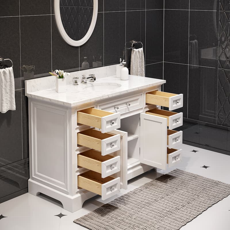 Water Creation Derby 48-inch Solid White Single Sink Bathroom Vanity