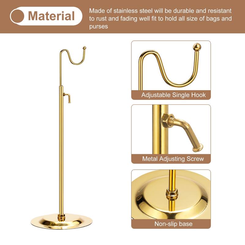 Purse Display Stand Adjustable Tabletop Single Hook Handbag Rack - Gold