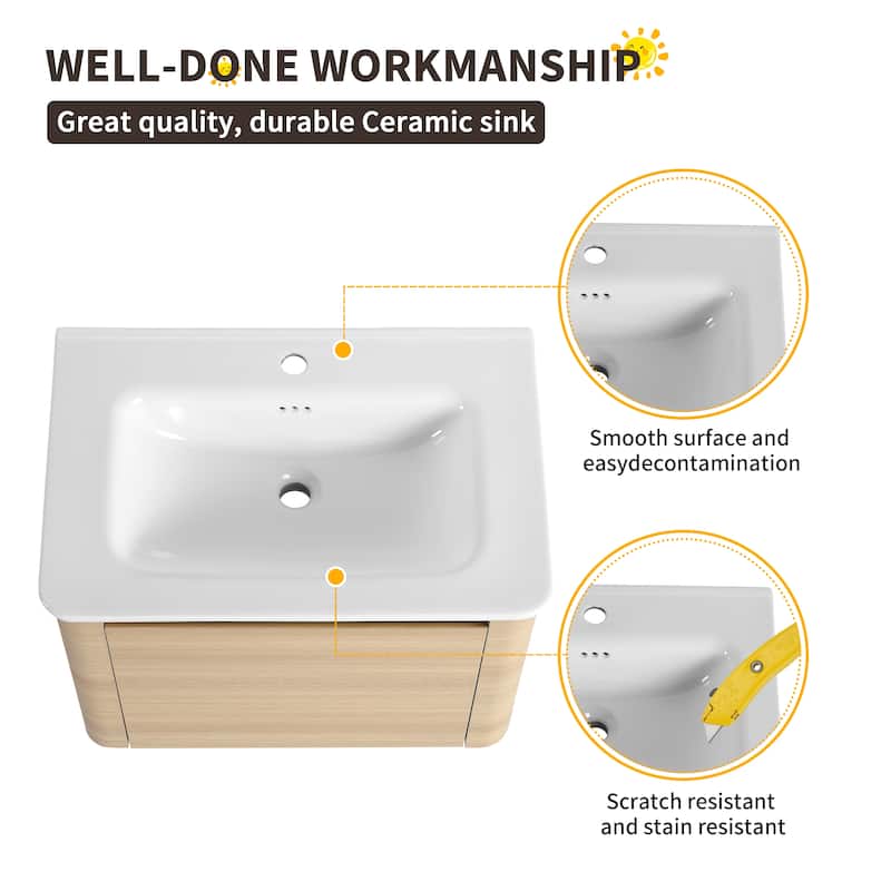 Beingnext 24''/28''/36''/40''/60''/68'' Floating Bathroom Vanity with Sink, Wall Mounted Bathroom Vanity with Soft Close Door