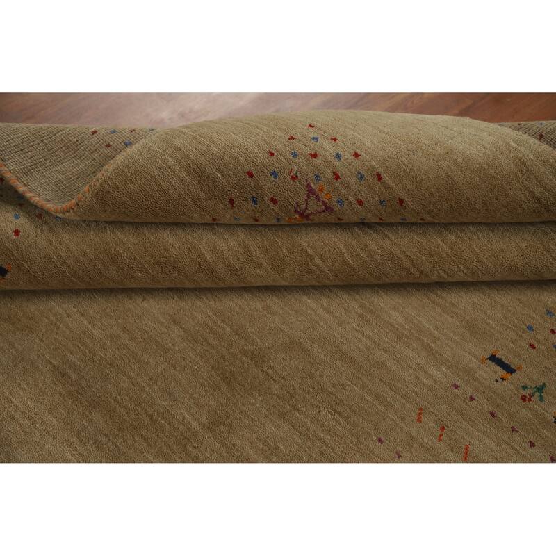 Hand Knotted Oriental 100% Wool Carpet Tribal Tribal Brown Gabbeh Area Rug - 7' 8'' X 4' 11''