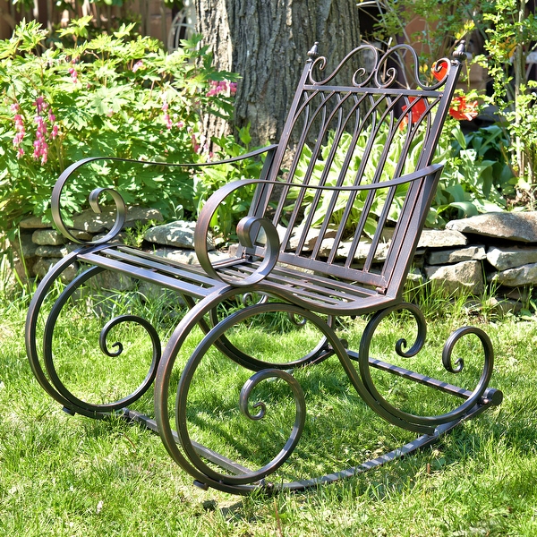 Wrought iron rocking bench store