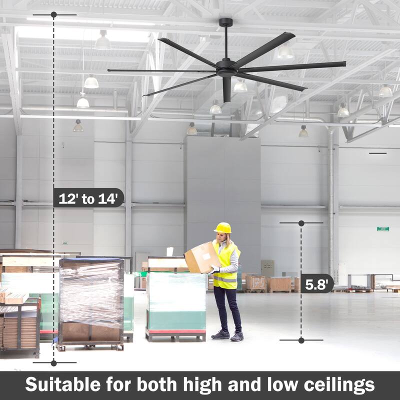 72"/84"/96"/120"/144" Extra Larger HVLS Commercial Ceiling Fan with Remote and Aluminum Blades