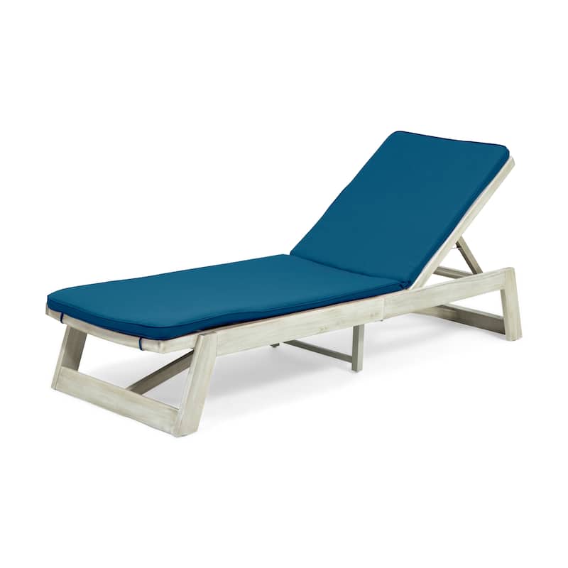 Maki Outdoor Acacia Wood Chaise Lounge and Cushion Set (Set of 2) by Christopher Knight Home