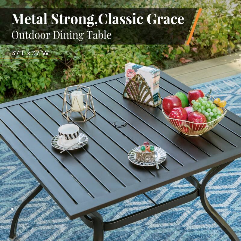 MAISON ARTS 5-Piece Patio Dining Set, Metal Table and 4 Textilene Fabric Swivel Dining Chairs