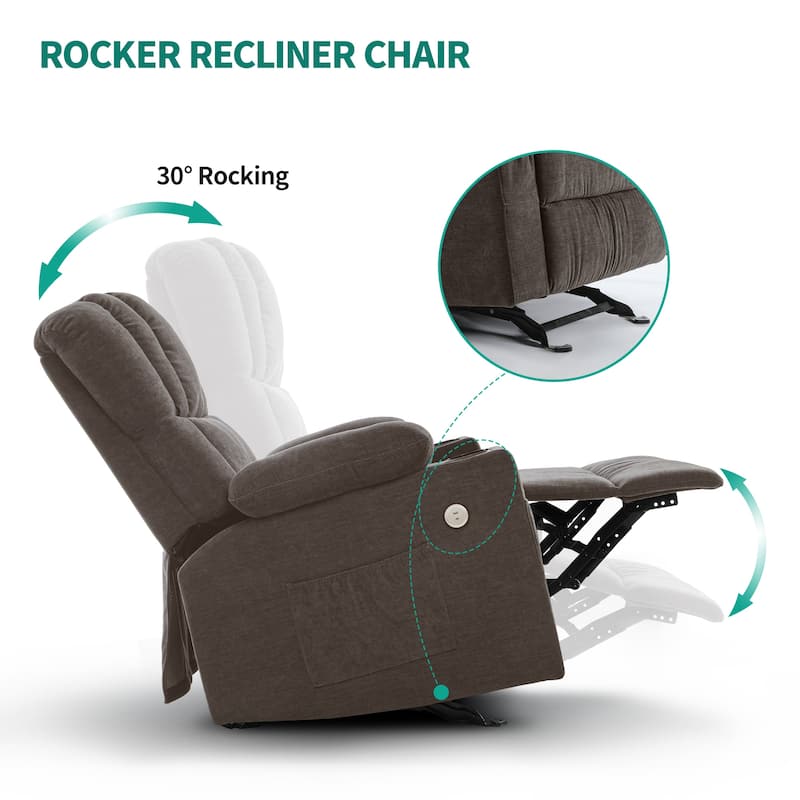 Moasis Velvet Upholstered Massage Manual Reclining Power Lift Recliner Chair
