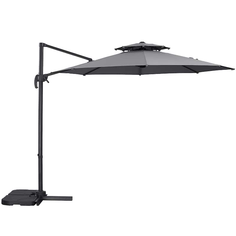 Autlaycil 10FT Cantilever Patio Umbrella with Base Included 360 Rotation Large Offset Hanging Outdoor Shade