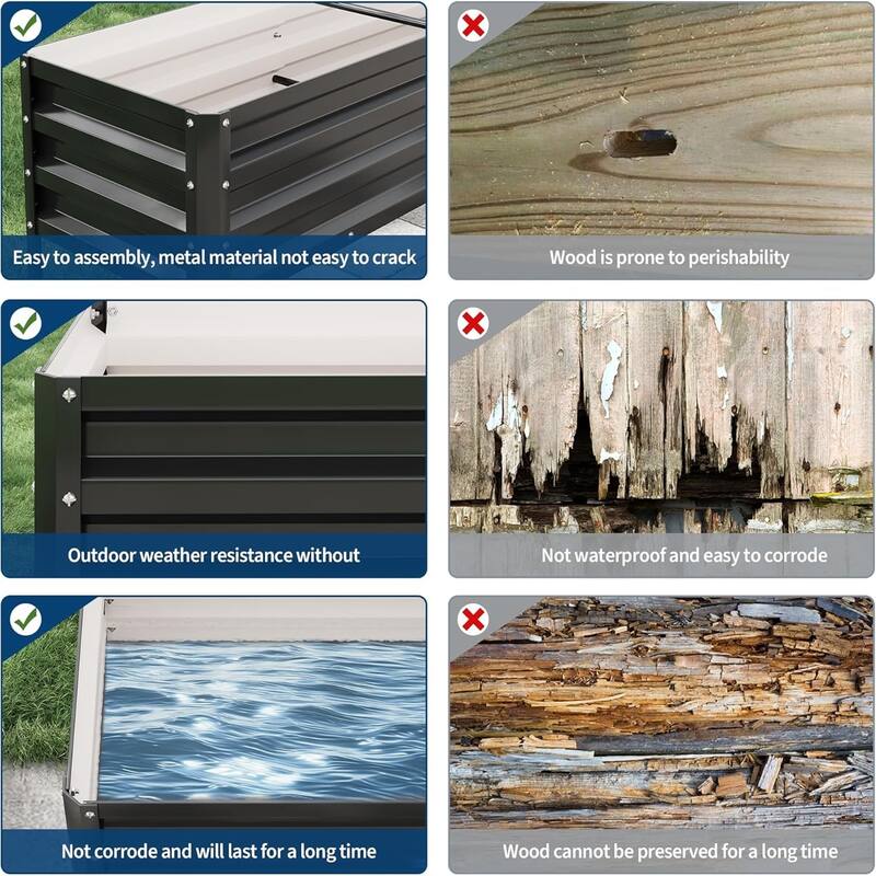 50x17x32 Inch Elevated Galvanized Raised Garden Bed with Legs Large Planter Box Sturdy Outdoor Metal Garden Bed Black