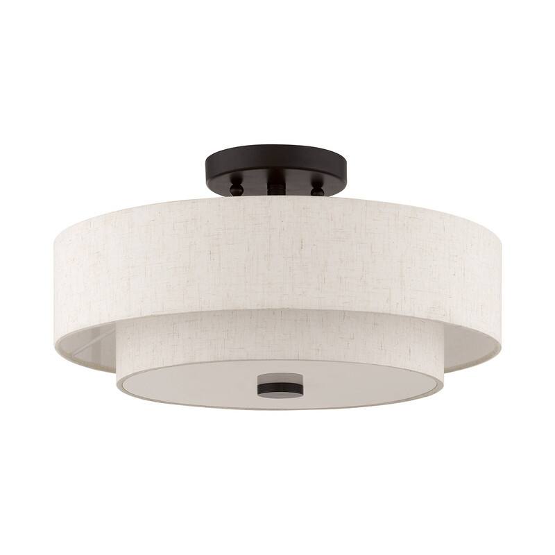 Livex Lighting 3-light Fabric Shade Flush Mount, 51084-92, 51084-91