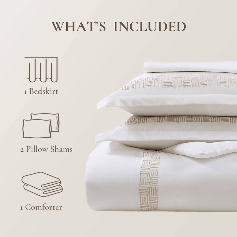 Harbor House Nile 4 Piece Cotton Sateen With Embroidery Oversized Comforter Set