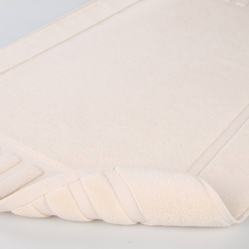 Blue Nile Mills 100% Cotton Solid Modern Geometric Border Absorbent Heavy Washable Bath Mats, Set of 2