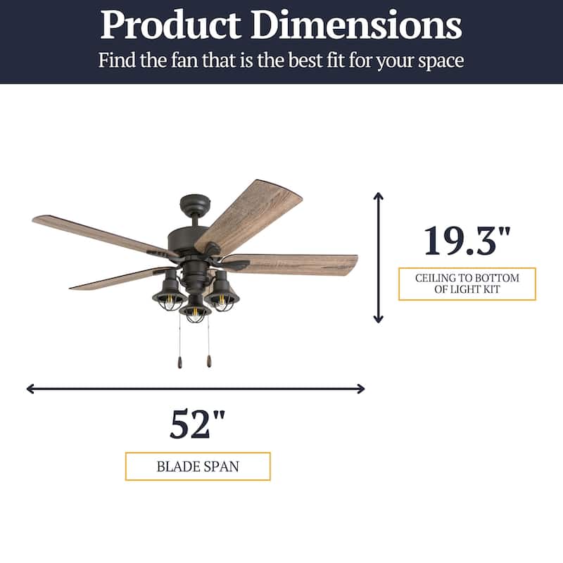 The Gray Barn Stormy Grain 52-inch Aged Bronze LED Ceiling Fan