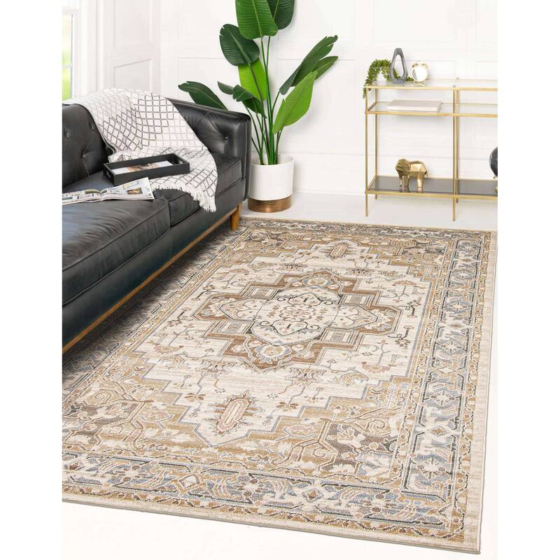 ECARPETGALLERY Machine Woven Katie Ivory Area Rug