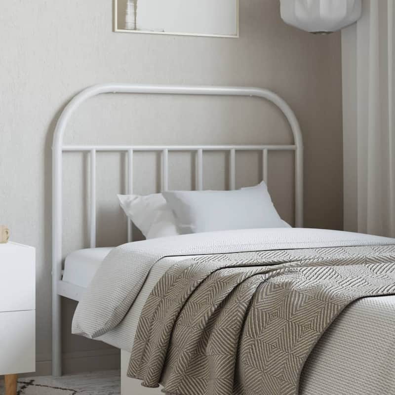 vidaXL 38.2 Inch Metal Headboard, Farmhouse Rustic Headboard Only - White 41.3" x 1.2" x 39.4"