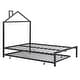 preview thumbnail 24 of 52, Full Size Metal Platform Bed with trundle, House-Shaped Headboard Design for Kids, Boys and Girls