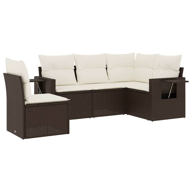 vidaXL Patio Sofa Set with Cushions Outdoor Conversation Furniture Poly Rattan