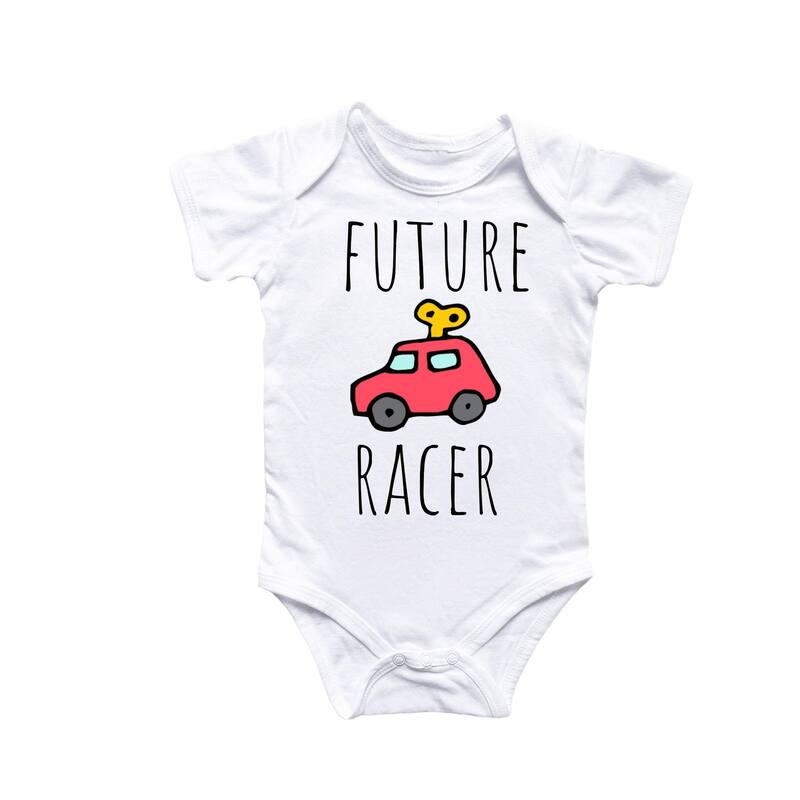 Racing Racer Racecar - Baby Boy Girl Clothes Infant Bodysuit Funny Cute Newborn - White - 0-3M