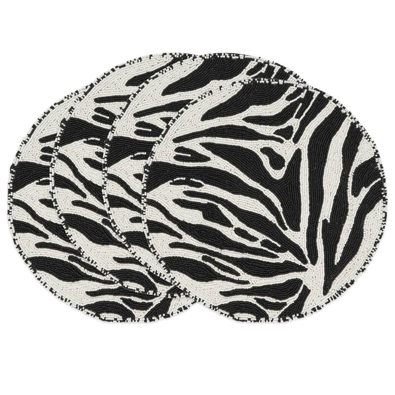Jungle Glam Beaded Zebra Placemat (Set of 4)