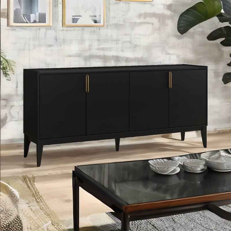 Storage Cabinet Sideboard Wooden Cabinet w/ 4 Doors，Adjustable Shelf