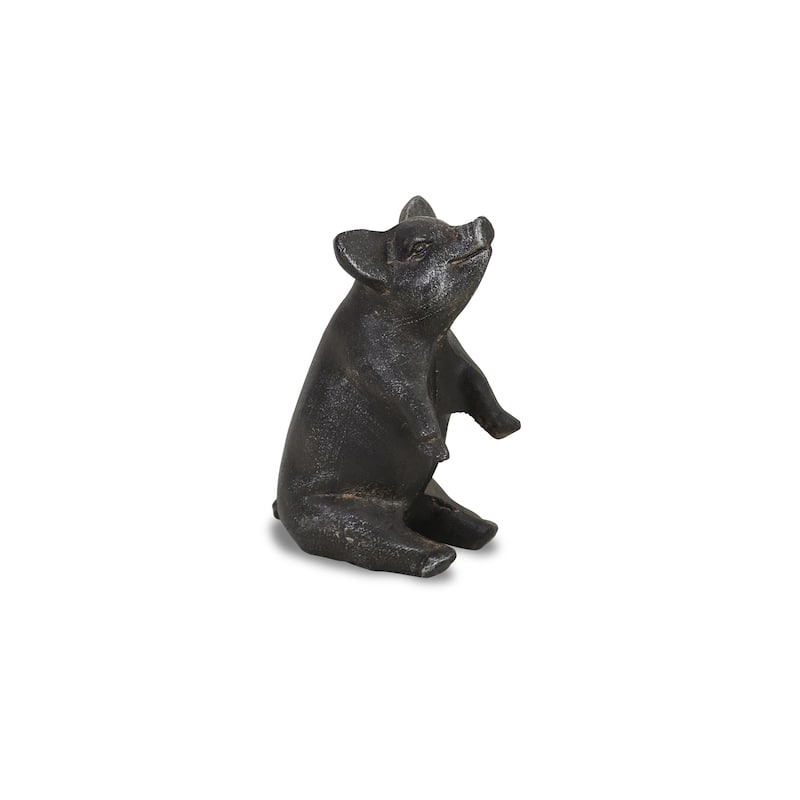 Black Cast Iron Sitting Pig