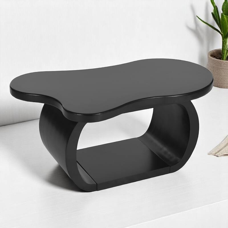 Modern Cloude Coffee Table with Curved Legs, Cream Style Irregular End Table with Curved Legs, Unique Design Accent Table