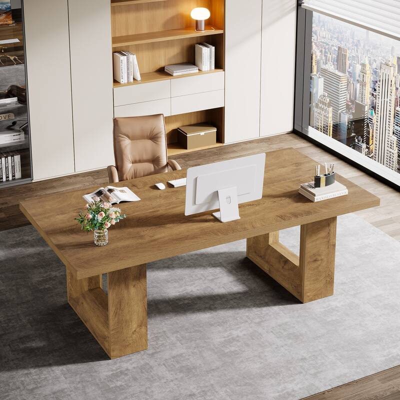 62.99" Home Office Desk, Large Farmhouse Executive Desk, Computer Table for Office