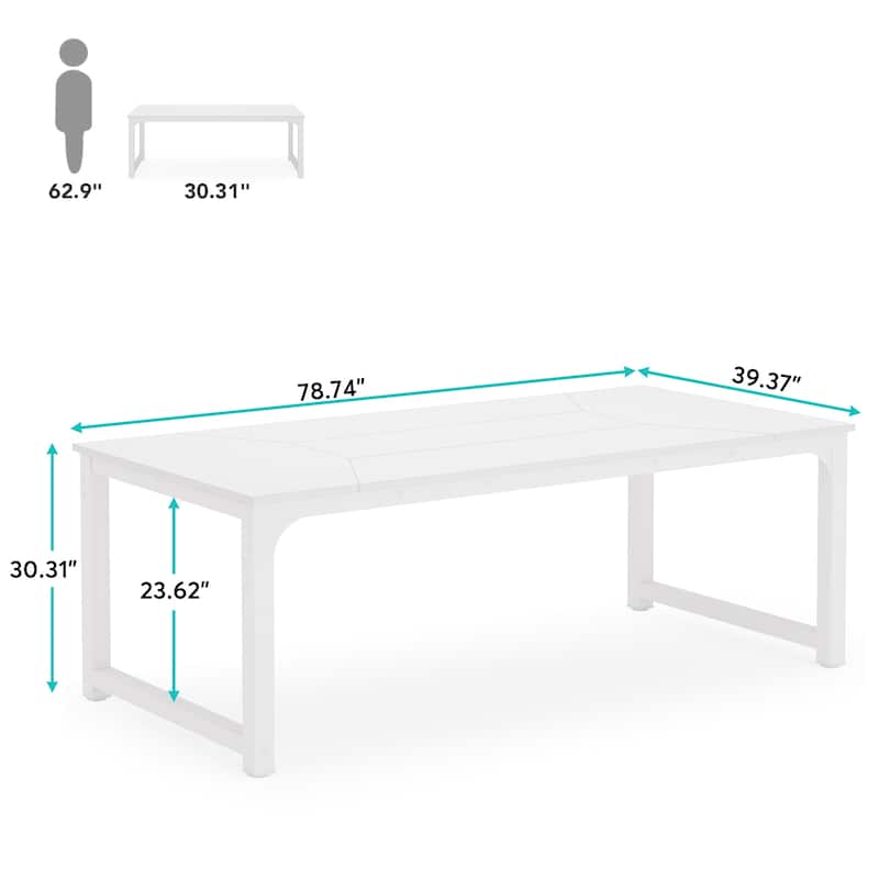 78.7 Inches Large Computer Desk, Modern Office Executive Desk
