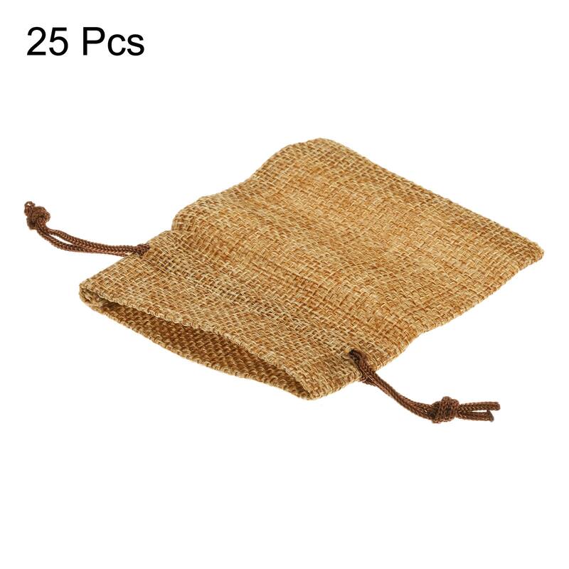25Pcs Drawstring Burlap Gift Bags 3" x 4" Linen Sack Jewelry Pouches - 3" x 4"