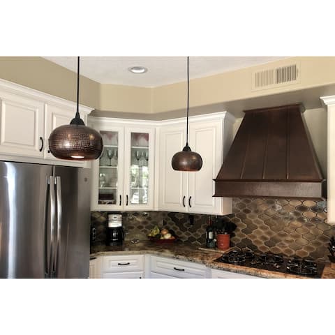 Hammered Copper 7-in Globe Pendant Light Shade in Oil Rubbed Bronze (SH-L600DB)