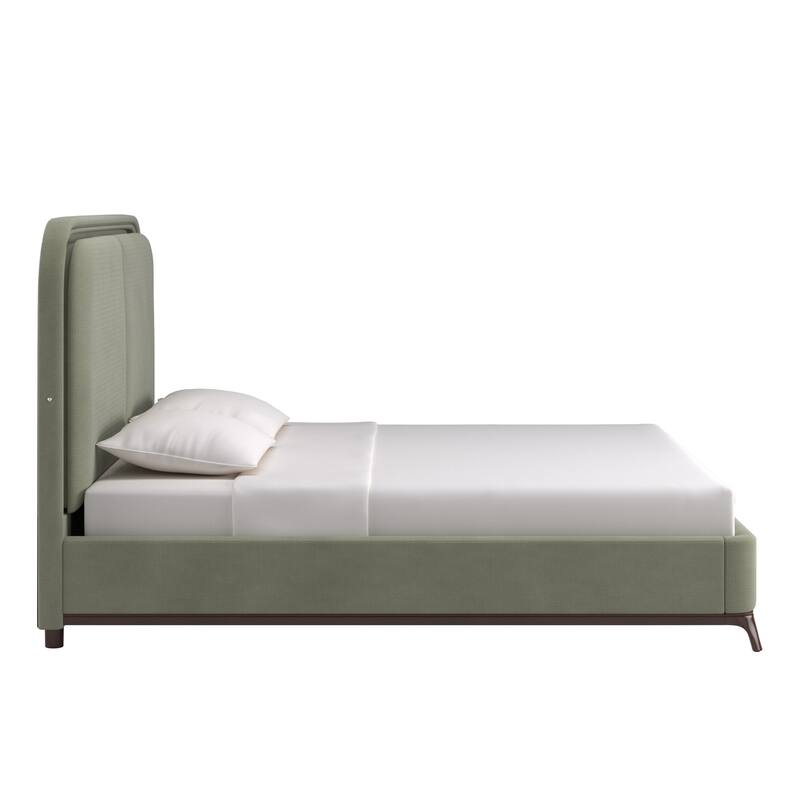 Tremont Curved LED Upholstered Platform Bed with Under-Bed Lighting by iNSPIRE Q Modern